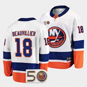 Anthony Beauvillier New York Islanders 2022-23 50th Anniversary White Away Jersey Men's