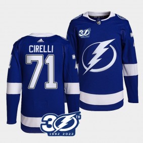 30th Season Anthony Cirelli Tampa Bay Lightning Authentic Home #71 Blue Jersey