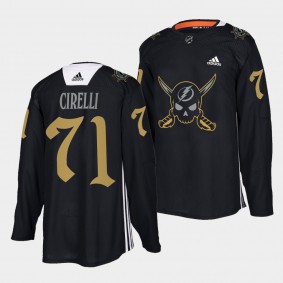 Anthony Cirelli Lightning #71 Gasparilla inspired Jersey Black Pirate-themed Warmup