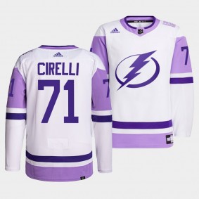 Tampa Bay Lightning Anthony Cirelli 2021 HockeyFightsCancer Jersey #71 White Primegreen