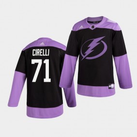 Anthony Cirelli Lightning #71 Practice Hockey Fights Cancer Jersey