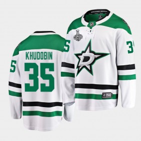 Dallas Stars Anton Khudobin 2020 Stanley Cup Final Bound Away Player White Men Jersey