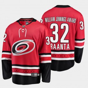 Antti Raanta William Jennings Award Hurricanes #32 Red Jersey Awards Edition