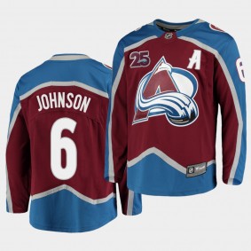 Arik Johnson Colorado Avalanche 2020-21 25th Anniversary Burgundy Home Men Jersey