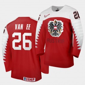 Finn van Ee Austria 2021 IIHF World Junior Championship Jersey Away Red