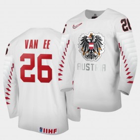 Finn van Ee Austria 2021 IIHF World Junior Championship Jersey Home White