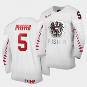 Jacob Pfeffer Austria 2021 IIHF World Junior Championship Jersey Home White