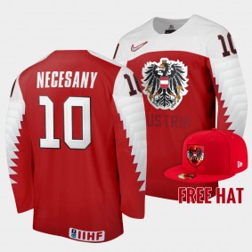 Lukas Necesany Austria Hockey 2022 IIHF World Junior Championship Free Hat Jersey Red