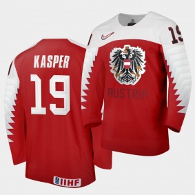 Marco Kasper Austria 2021 IIHF World Junior Championship Jersey Away Red