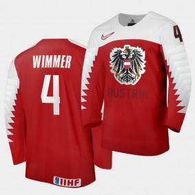 Philipp Wimmer Austria 2021 IIHF World Junior Championship Jersey Away Red