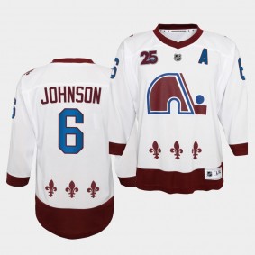 Arik Johnson Colorado Avalanche 2021 Reverse Retro White 25th special Edition Youth Jersey