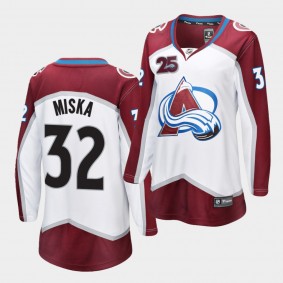 Hunter Miska Colorado Avalanche 25th Anniversary White Away Women Jersey