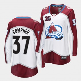 J.T. Compher Colorado Avalanche 25th Anniversary White Away Women Jersey