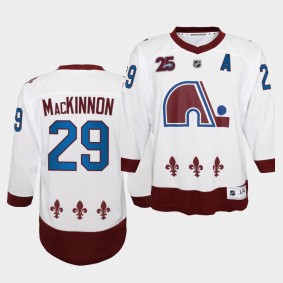 Nathan Mackinnon Colorado Avalanche 2021 Reverse Retro White 25th special Edition Youth Jersey