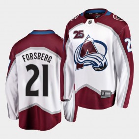 Peter Forsberg Colorado Avalanche 25th Anniversary White Away Men Jersey