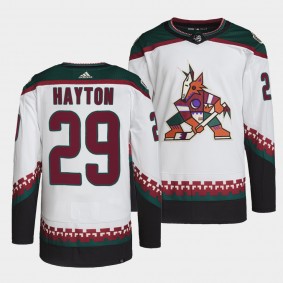 Arizona Coyotes 2022 Away Barrett Hayton #29 White Jersey Primegreen Authentic Pro