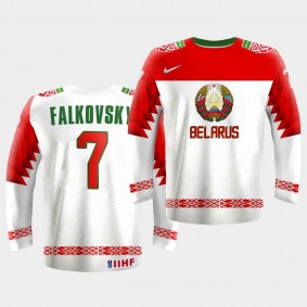 Stepan Falkovsky Belarus Team 2021 IIHF World Championship Home White Jersey