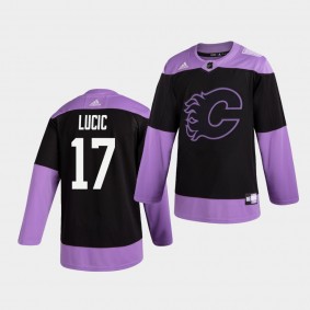 Milan Lucic #17 Flames Hockey Fights Cancer Practice Men's Jersey