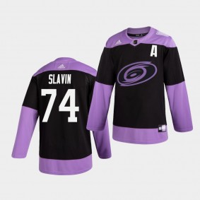 Jaccob Slavin #74 Hurricanes Hockey Fights Cancer Practice Men's Jersey