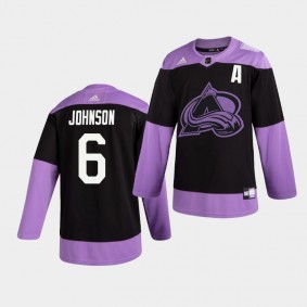 Erik Johnson #6 Avalanche Hockey Fights Cancer Practice Jersey Men's