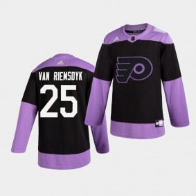 James van Riemsdyk #25 Flyers Hockey Fights Cancer Practice Men's Jersey