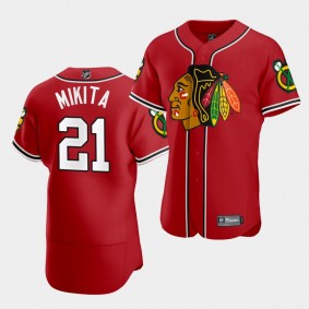 Stan Mikita Chicago Blackhawks 2020 NHL X MLB Crossover Edition Red Baseball Jersey