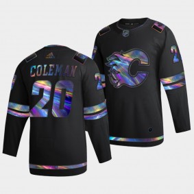 Calgary Flames Blake Coleman Iridescent Holographic #20 Black Jersey Authentic