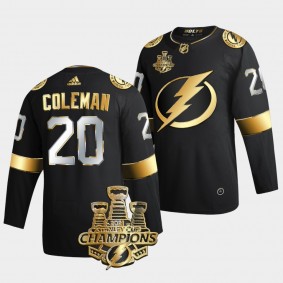 3x Stanley Cup Champions Tampa Bay Lightning Blake Coleman Black Golden Authentic 20 Jersey