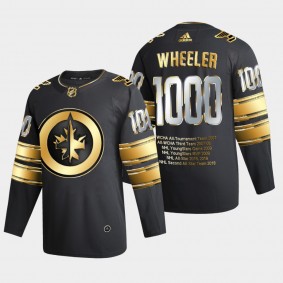 Blake Wheeler Career Awards Jets #26 Golden Commemorative Black Jersey