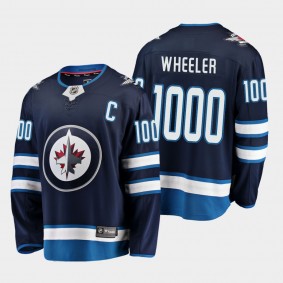 Blake Wheeler 1000 Career Games Jets #26 Special Blue Jersey