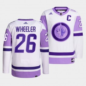 Winnipeg Jets Blake Wheeler 2021 HockeyFightsCancer Jersey #26 White Primegreen