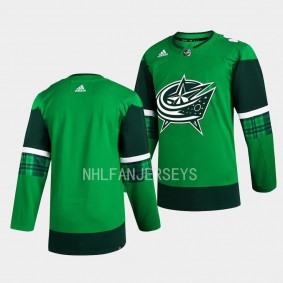 Columbus Blue Jackets 2023 St. Patricks Day Primegreen Authentic Green Jersey Men