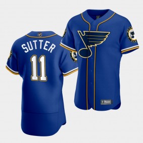 Brian Sutter St. Louis Blues 2020 NHL X MLB Crossover Edition Royal Baseball Jersey