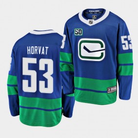 Bo Horvat Canucks #53 50th Anniversary Alternate Jersey Blue