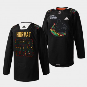 Bo Horvat #53 Canucks Black History Month 2022 Kente-inspired Black Jersey