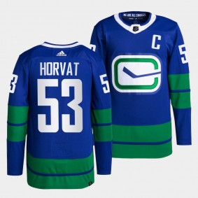 Bo Horvat Canucks Alternate Blue Jersey #53 Primegreen Authentic Pro