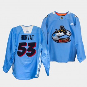 Bo Horvat #53 Canucks 2022 Community Heroes Warm Up Blue Jersey