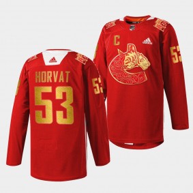 Bo Horvat Vancouver Canucks 2022 Lunar New Year Red Tiger Warmup Jersey