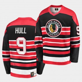 Bobby Hull #9 Chicago Blackhawks Heritage Vintage Black Red Premier Retired Jersey