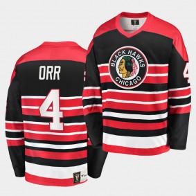 Bobby Orr #4 Chicago Blackhawks Heritage Vintage Black Red Premier Retired Jersey