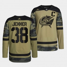 Columbus Blue Jackets Boone Jenner Military Appreciation Night #38 Camo Jersey Practice