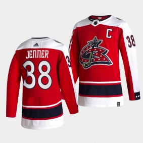 Boone Jenner #38 Blue Jackets 2021 Reverse Retro 2021 Captain Red Jersey