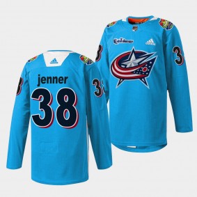 Columbus Blue Jackets Boone Jenner Kids Takeover #38 Blue Jersey Warmup