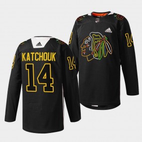 Boris Katchouk Blackhawks #14 Foundation Night Jersey Black Warm-Up