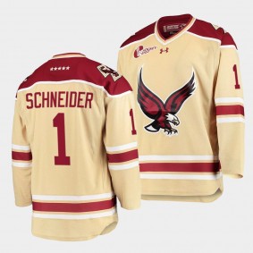 Cory Schneider Boston College Eagles 1 College Hockey Beige Jersey