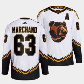 Brad Marchand Boston Bruins 2022 Reverse Retro 2.0 White #63 Authentic Primegreen Jersey Men's