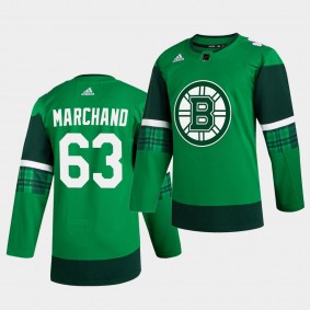 Brad Marchand #63 Bruins 2020 St. Patrick's Day Authentic Player Green Jersey Men's