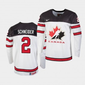 Canada Team Braden Schneider 2021 IIHF World Championship White Home Jersey