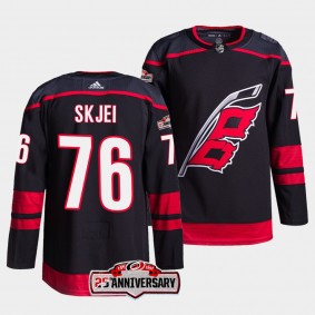 Brady Skjei #76 Carolina Hurricanes 2022-23 Authentic Home Black Jersey 25th Anniversary