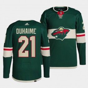 Brandon Duhaime #21 Wild Home Green Jersey 2021-22 Primegreen Authentic Pro